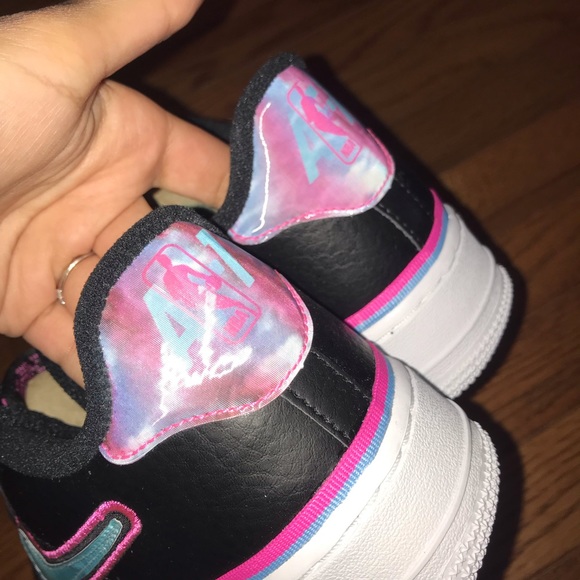 New Size 8 Nike Air Force Ones Black Neon - Picture 5 of 6